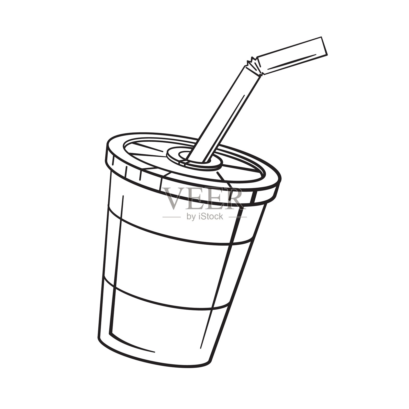 饮料杯插着吸管的插图插画图片素材
