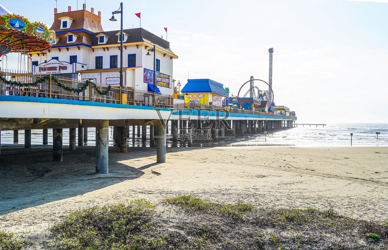 墨西哥湾的乐趣码头全景,德克萨斯州,加尔维斯顿,美国照片摄影图片