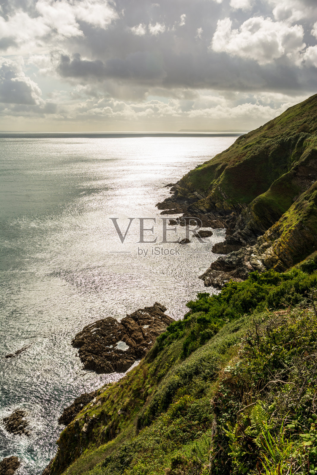 康沃尔波尔佩罗的戏剧性悬崖照片摄影图片