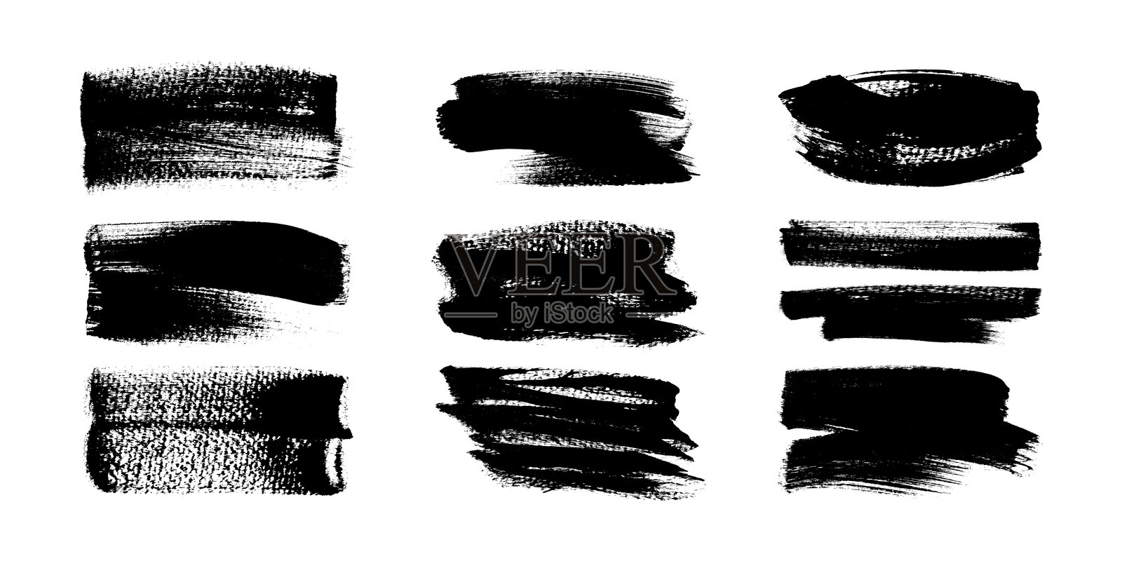 抽象手绘的粗糙墨水笔触和线条。创意的刷子线条带有粗糙的边缘。抽象的自由手绘涂鸦线条边框。高亮的飞溅效果。插画图片素材