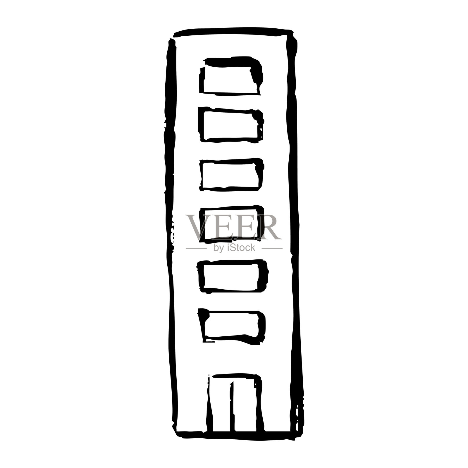 手绘建筑插图，带有笔触效果插画图片素材