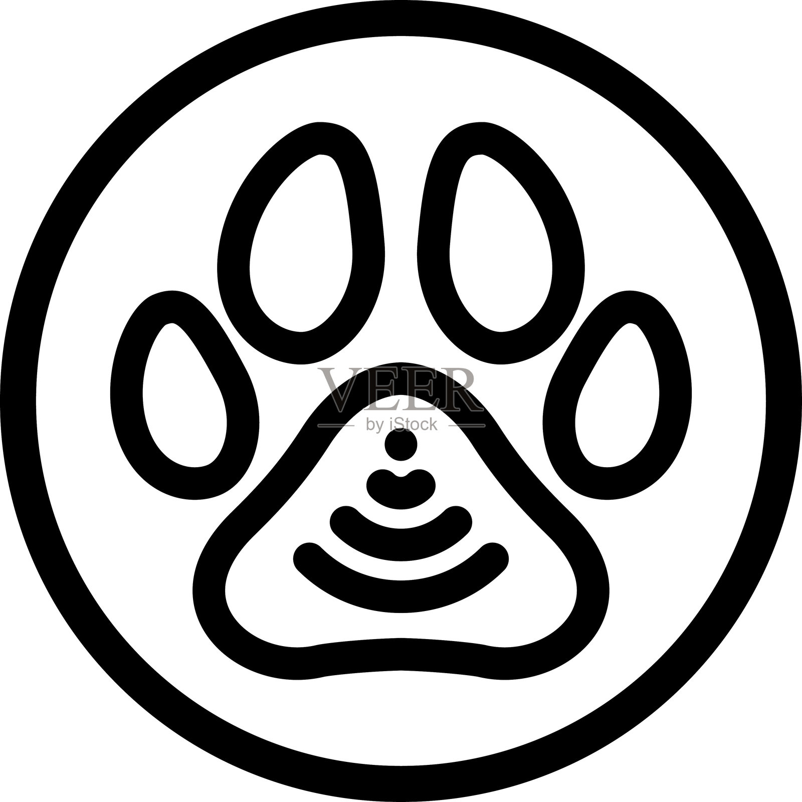 动物芯片图标。宠物微芯片。兽医微芯片植入标志。插画图片素材