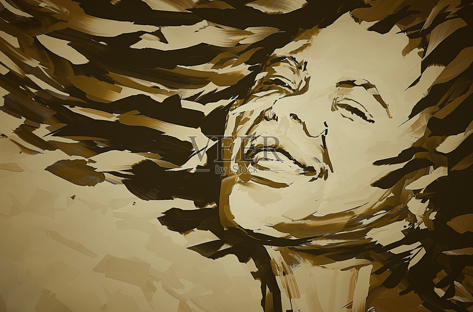 年轻女性笑容的肖像。这幅插图是特写。插画图片素材