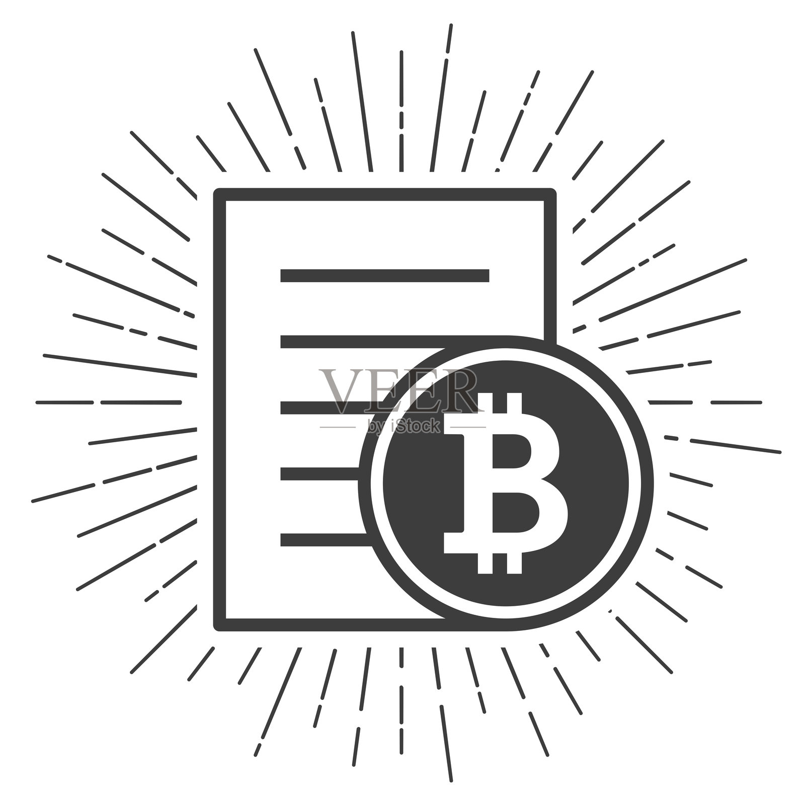 比特币账单或发票。白色背景上的放射状图标插画图片素材