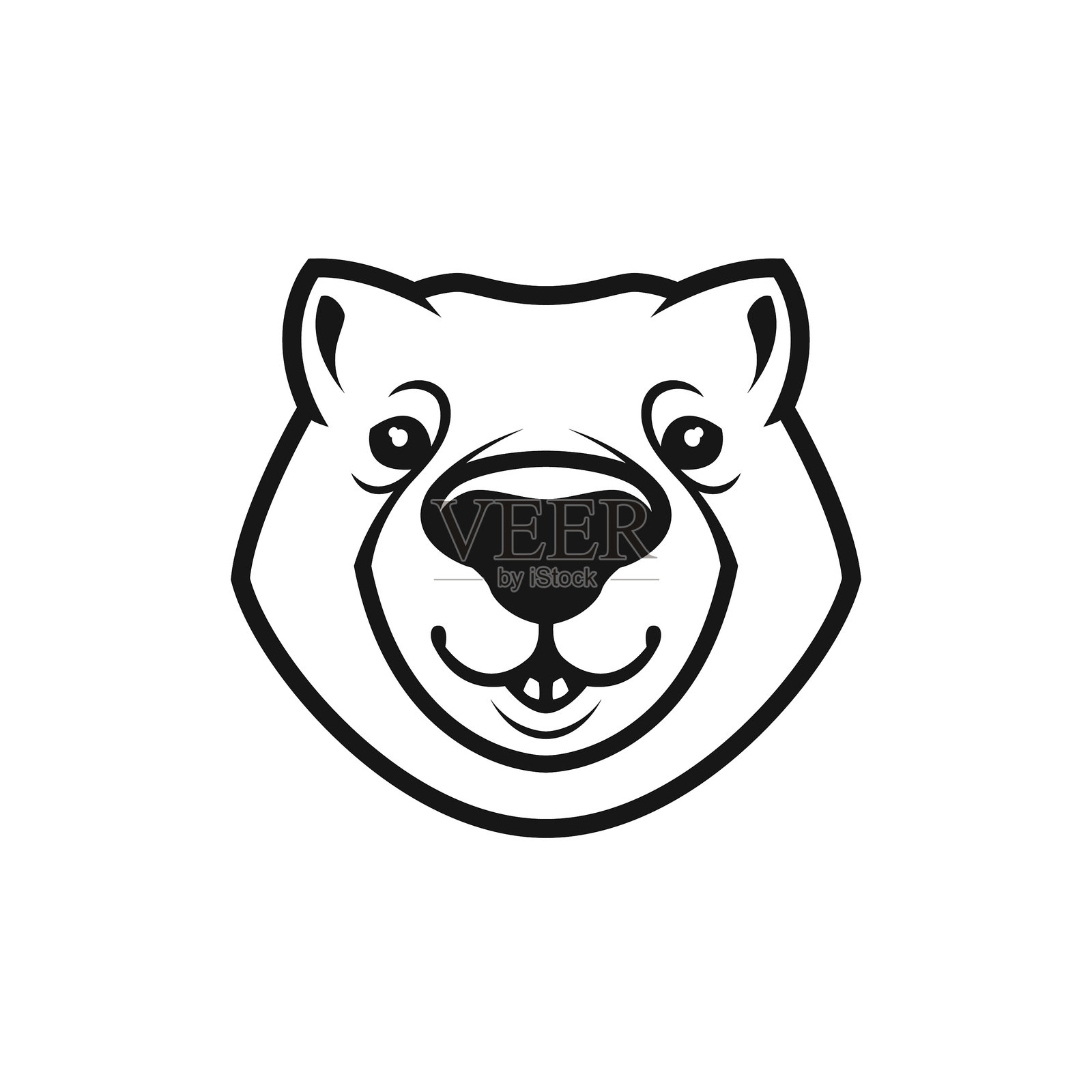 袋熊、土拨鼠、海狸角色吉祥物 - 剪切矢量袋熊、土拨鼠、海狸头部轮廓，标志，图标，贴纸插画图片素材