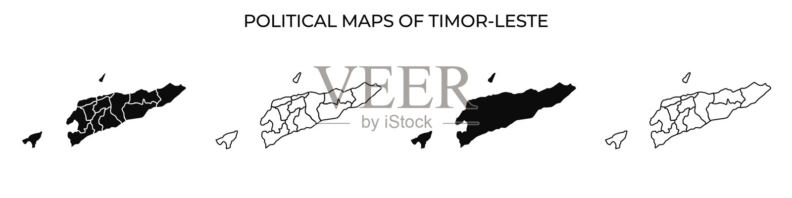 东帝汶的政治地图显示领土划分插画图片素材