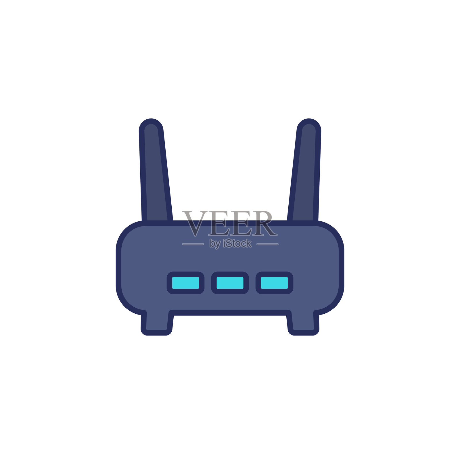 带轮廓的Wi-Fi路由器和调制解调器图标插画图片素材