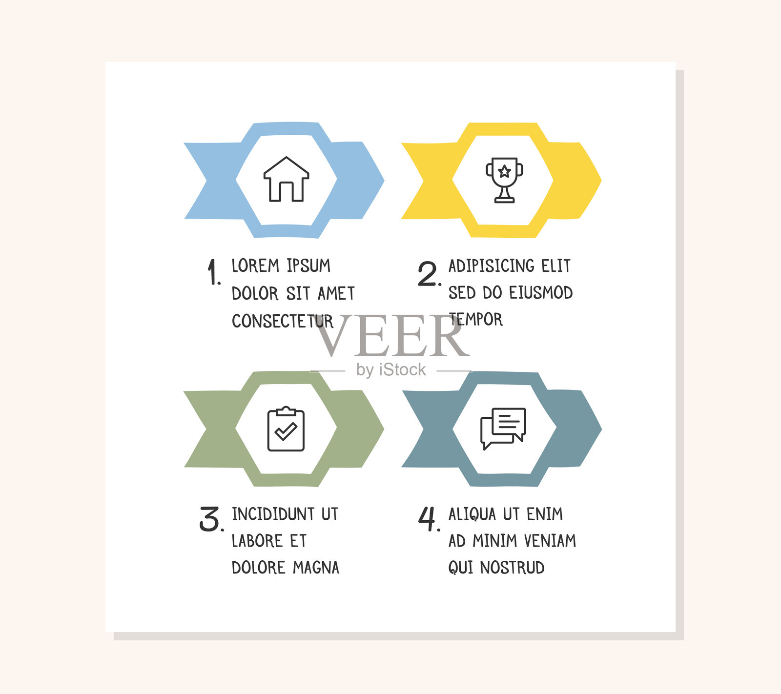 手绘信息图模板，带有4个箭头插画图片素材