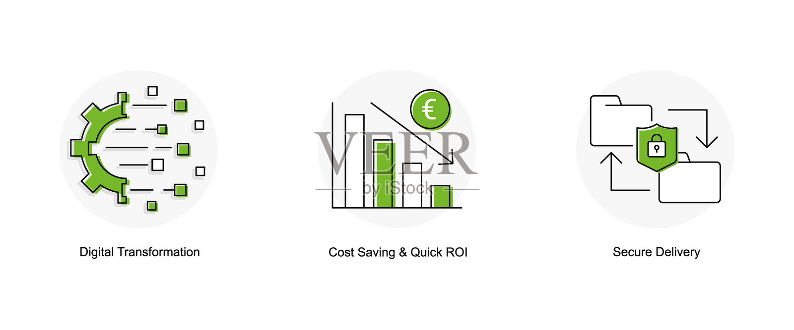 数字安全基础。安全身份，安全交付，符合GDPR规定插画图片素材