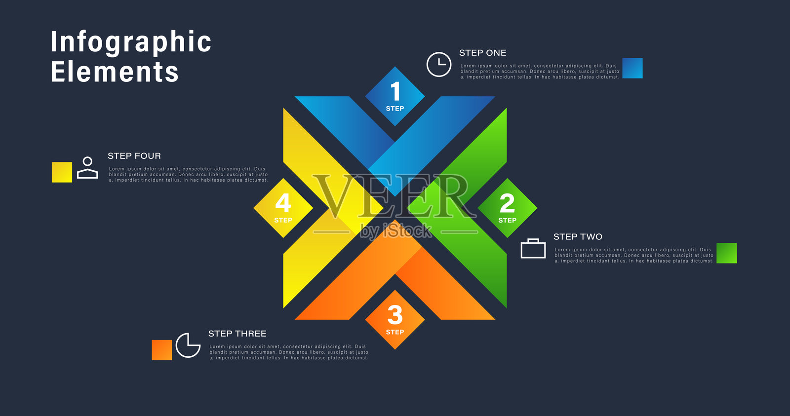 现代箭头折纸风格的数字选项横幅。包含4个步骤或选项的矢量插图。插画图片素材