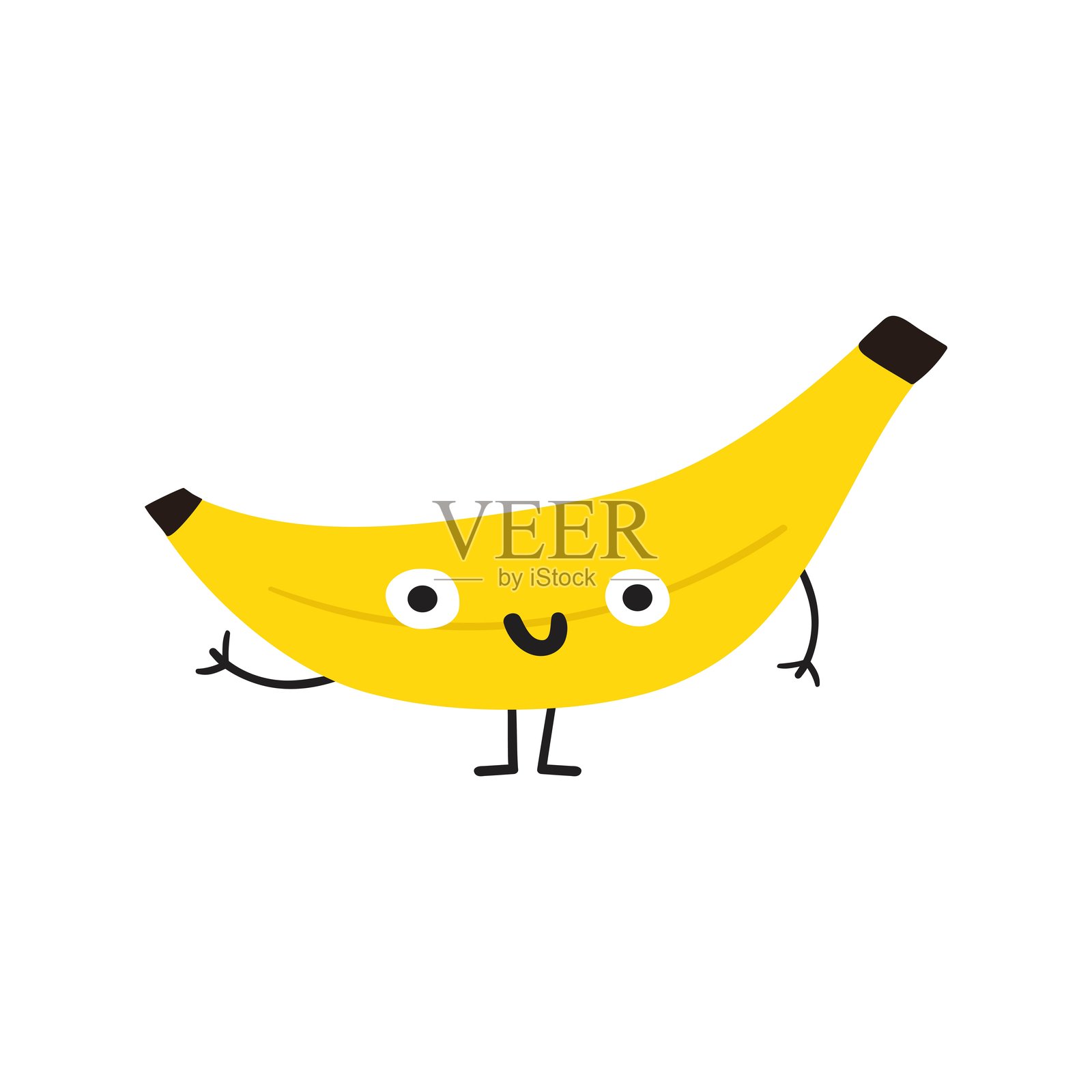 微笑的香蕉。可爱的角色。插画图片素材