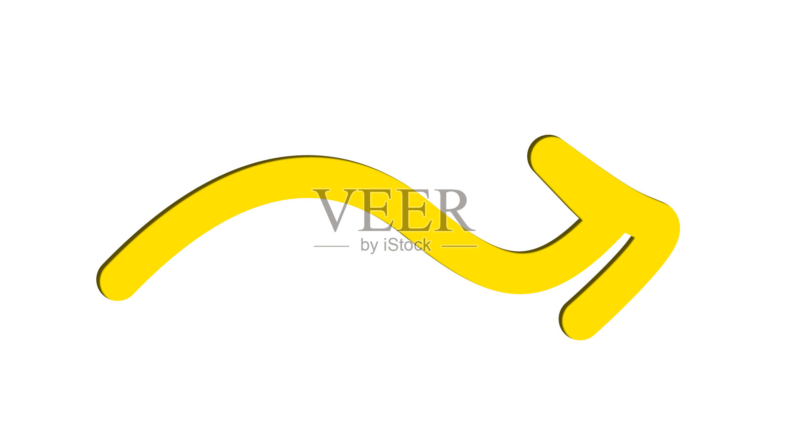 白色背景上的黄色螺旋箭头，带有阴影。插画图片素材