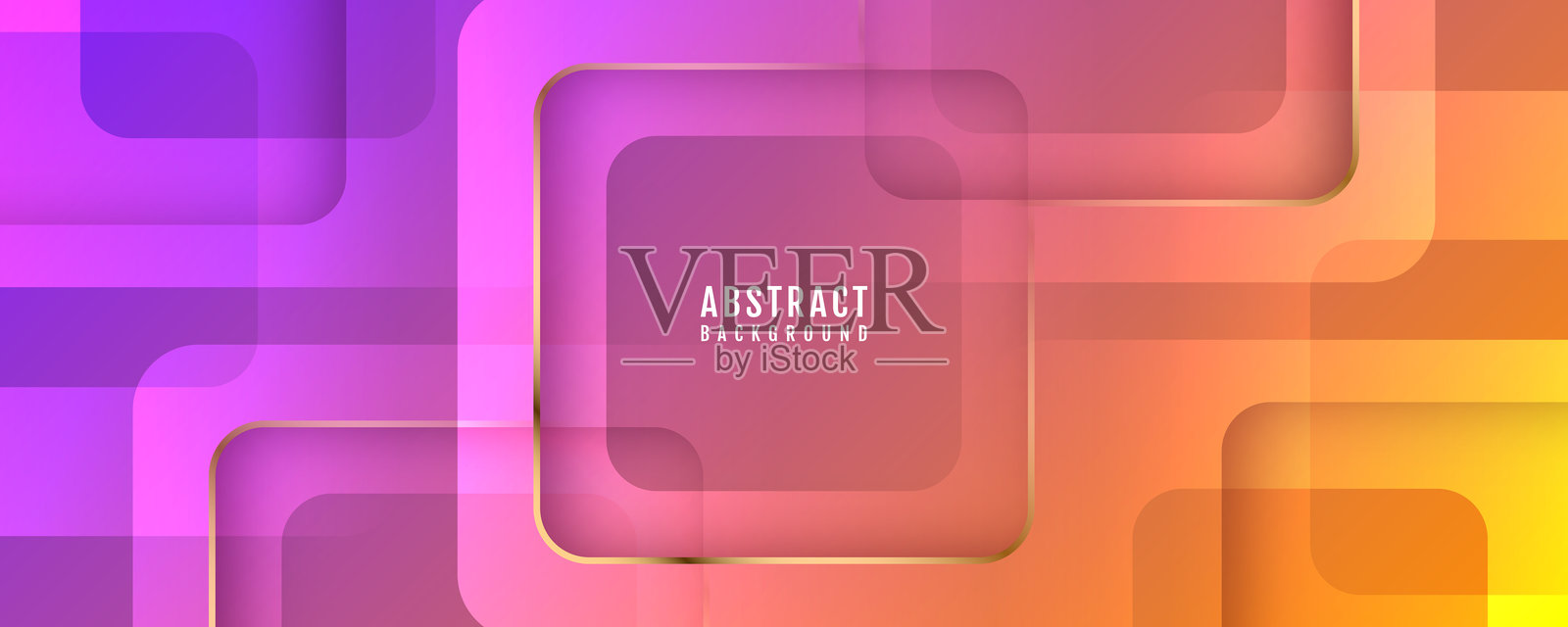 3D 彩色奢华抽象背景，明亮空间中的重叠层次，带有金色线条和方形效果装饰。现代图形设计元素，适用于网页横幅、传单、卡片或宣传册封面。插画图片素材