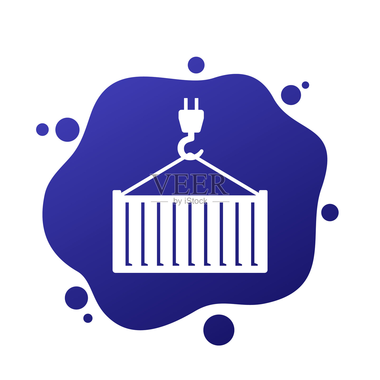 集装箱和起重机矢量图标插画图片素材