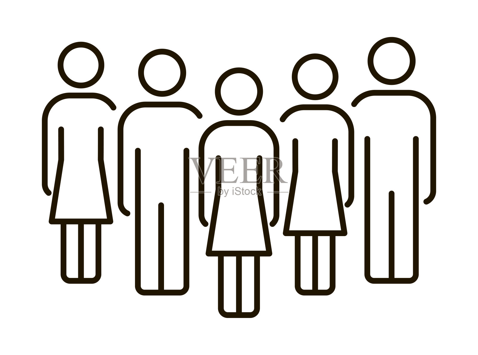 风格化人物群体的矢量插图。线条图标。插画图片素材