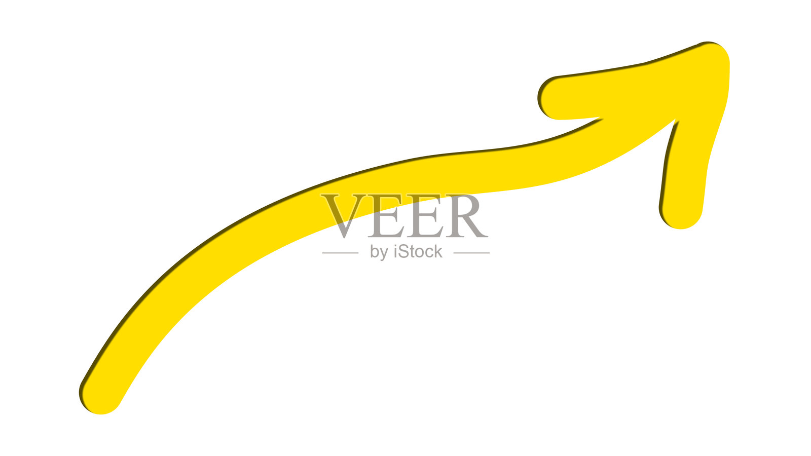 白色背景上的黄色螺旋箭头，带有阴影。插画图片素材
