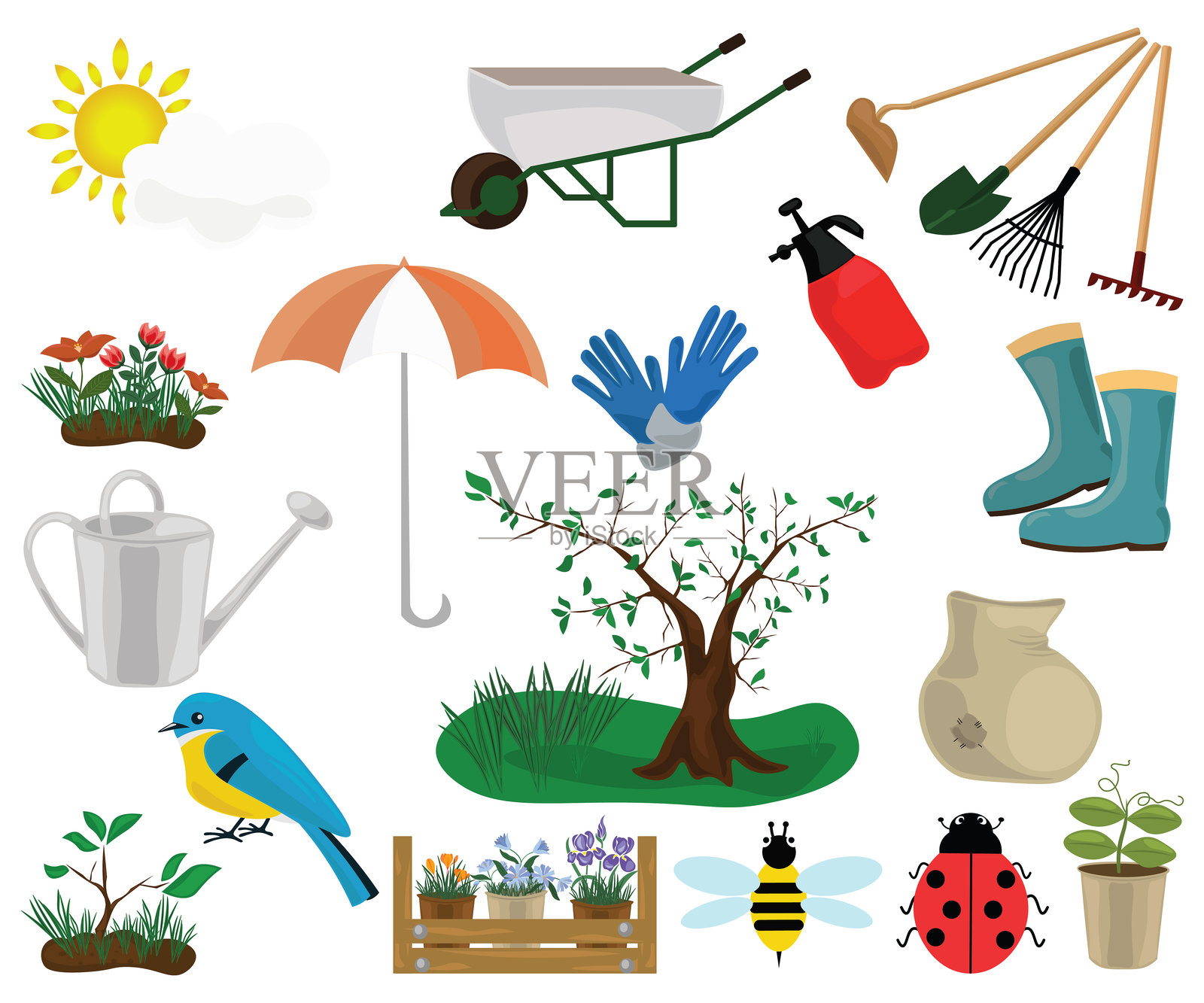 花园插画图片素材