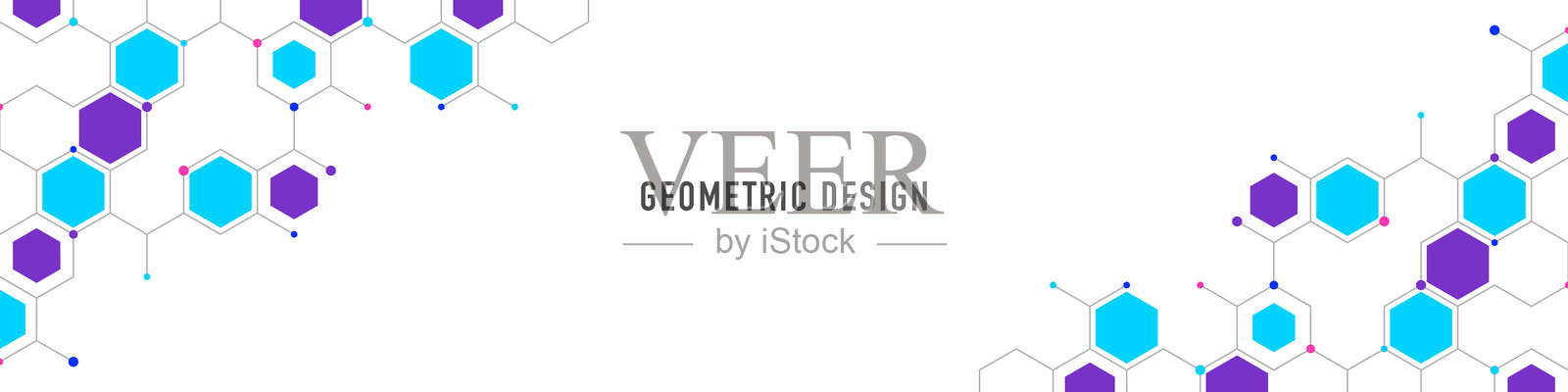 抽象几何背景，带有六边形形状图案，适用于横幅或网站头部模板插画图片素材