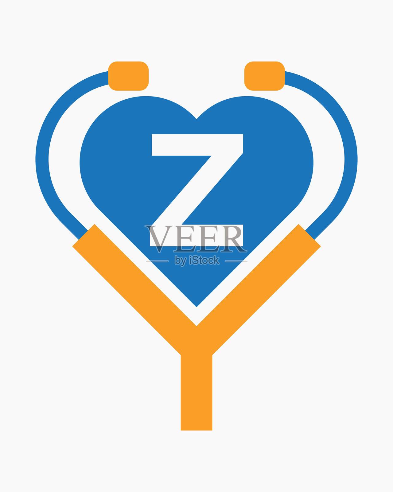 字母Z的医疗或医生标志概念，带有听诊器符号插画图片素材