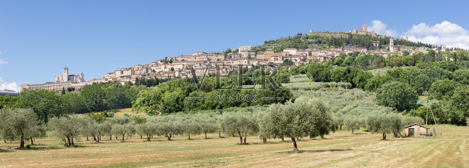 阿西西 - 老城区的全景。照片摄影图片
