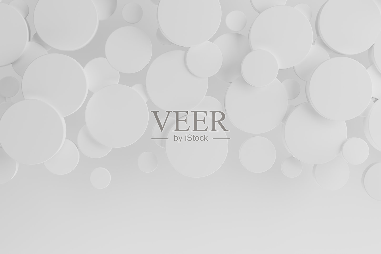 白色抽象背景，飞翔的塑料圆柱作为边框，图案，俯视图，留白。3D插图，具有柔和、轻盈、几何风格的圆形纹理，适用于销售、广告和设计。照片摄影图片