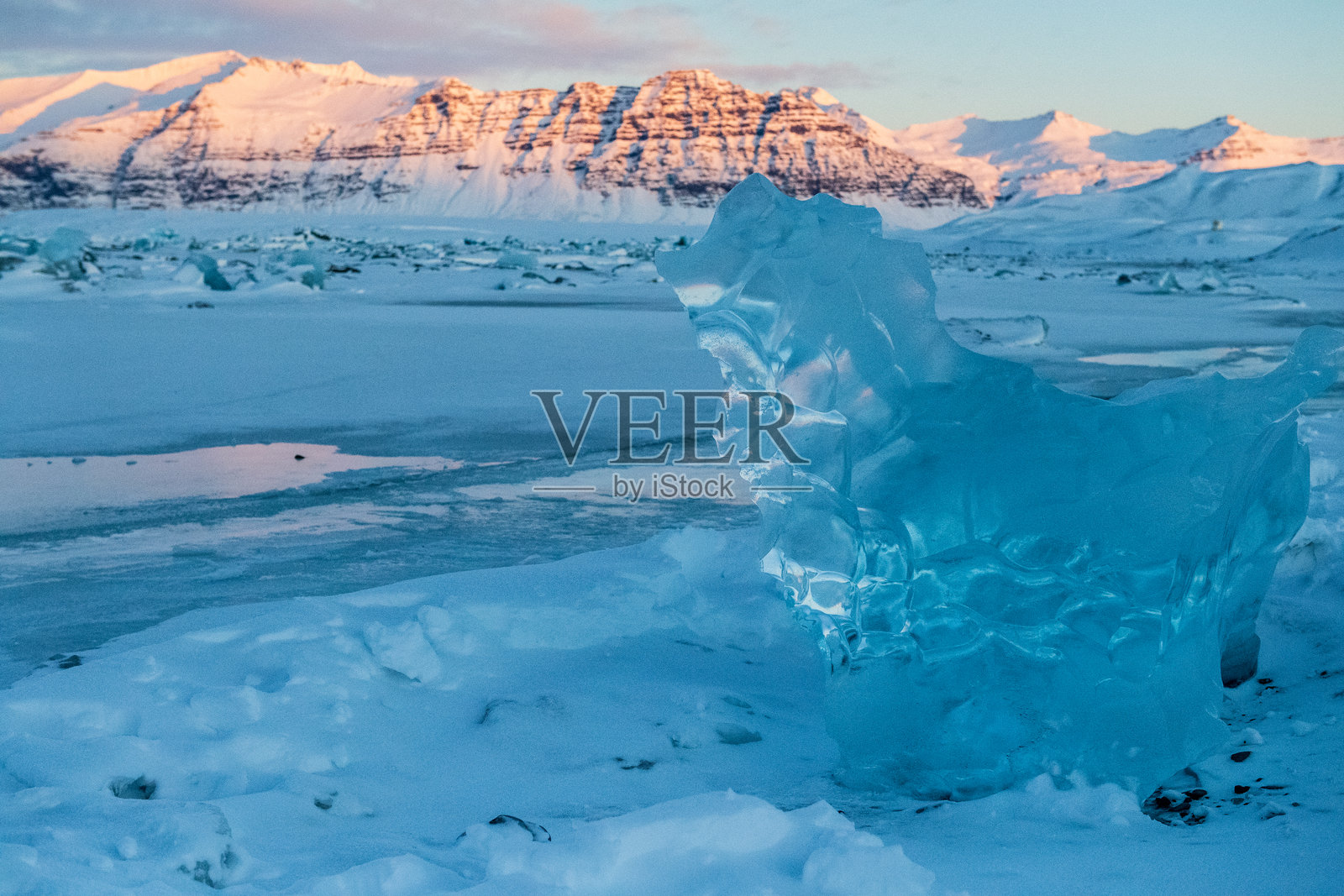 早晨的约库尔萨龙冰川湖照片摄影图片