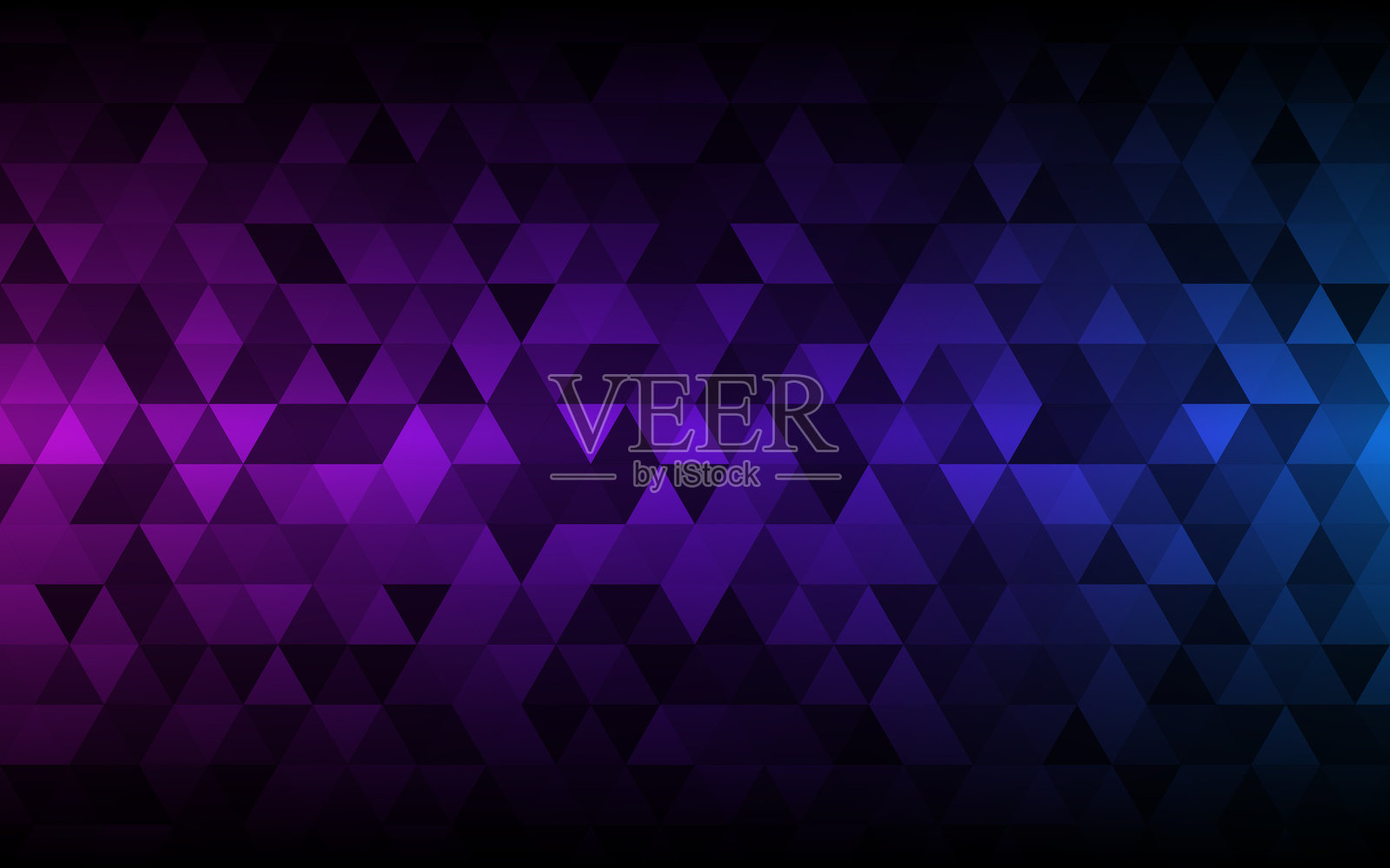 三角形背景。霓虹科技纹理。紫色和蓝色光效。未来感三角形壁纸。数字几何设计。赛博朋克海报模板。矢量插图。插画图片素材