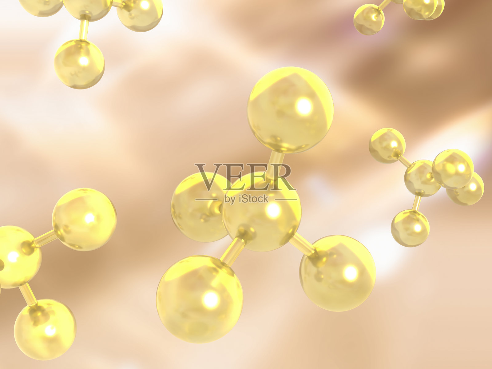 3D分子模型插图，元素相互结合照片摄影图片