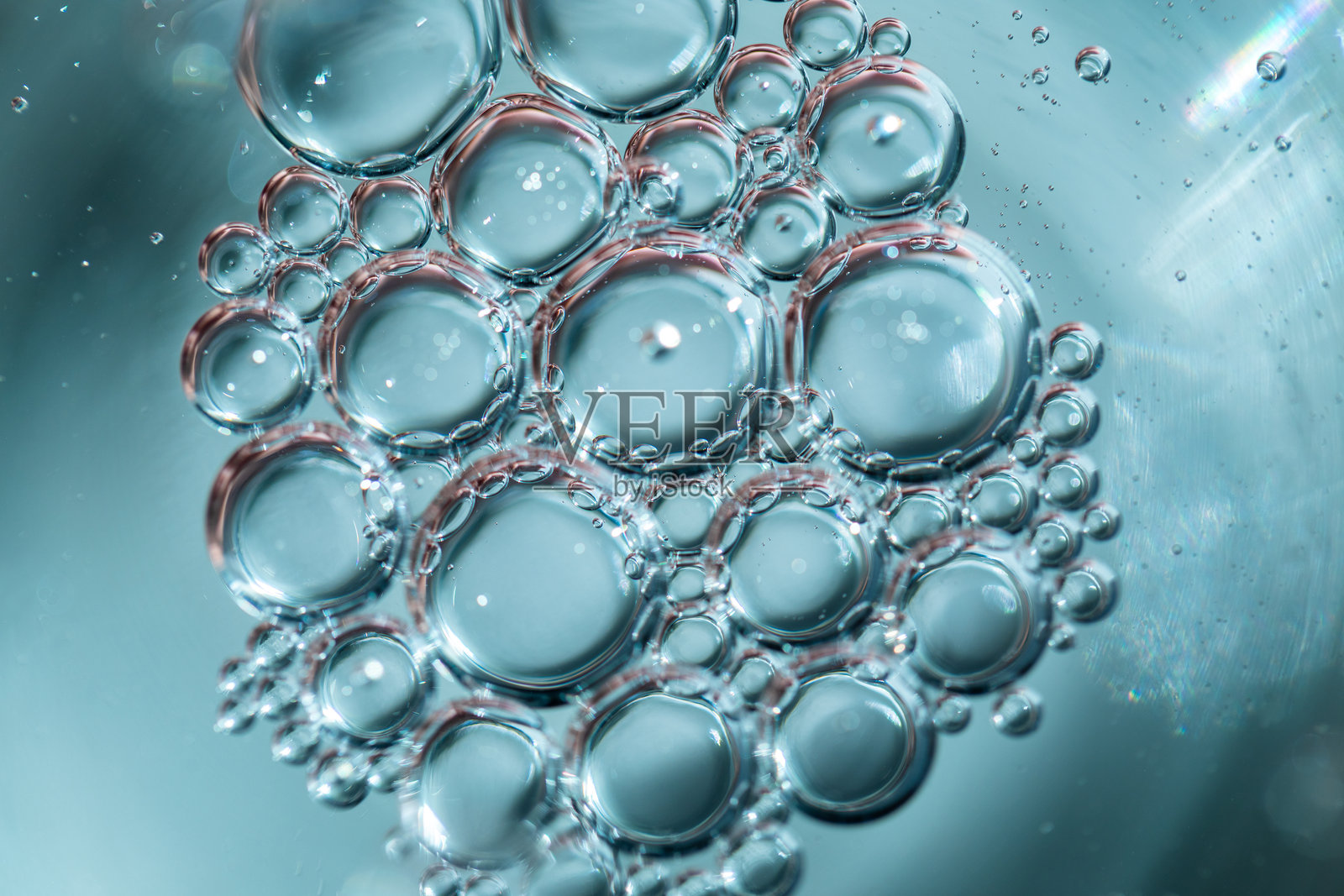 一组带有蓝色调的透明气泡照片摄影图片