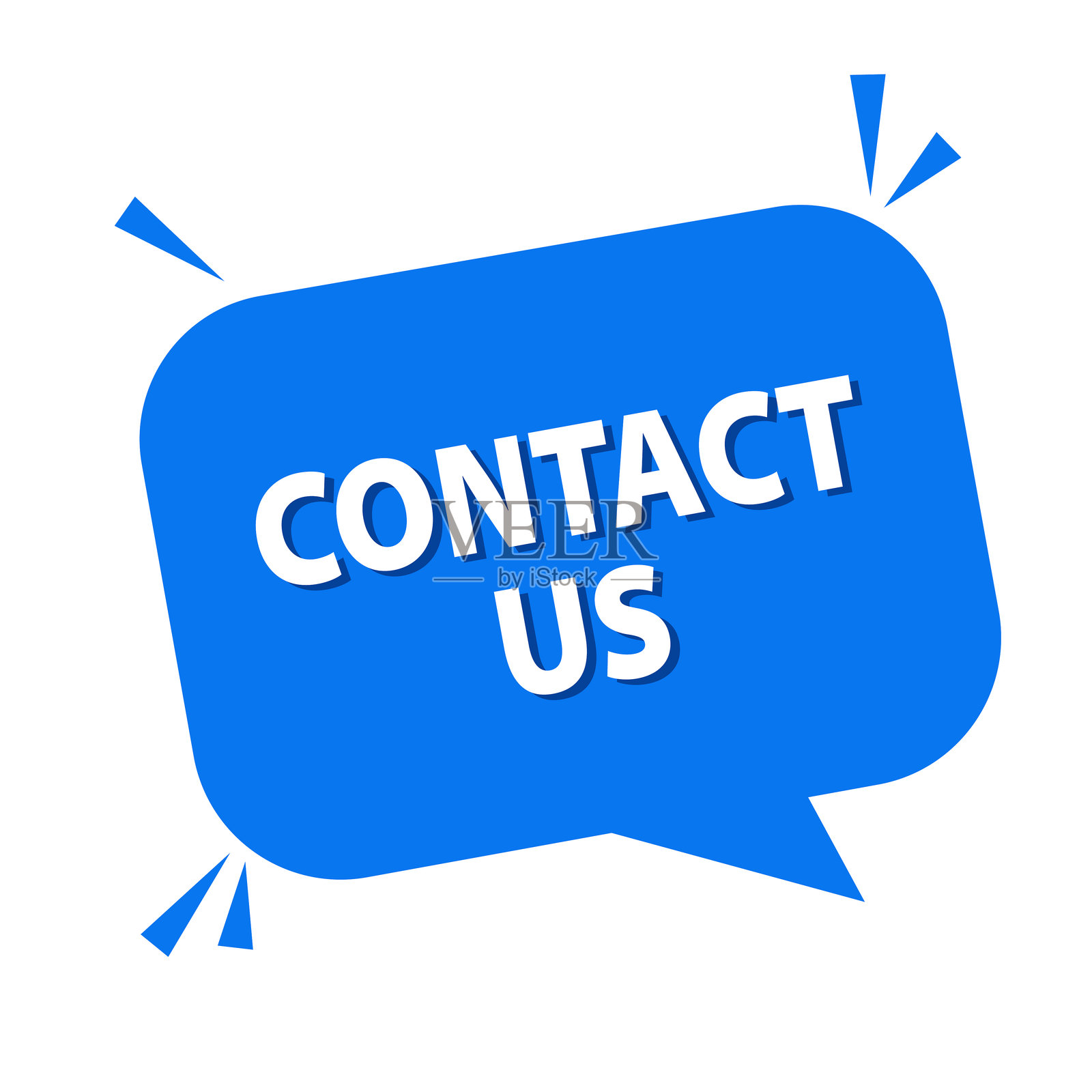 透明背景上的蓝色联系我们气泡插画图片素材