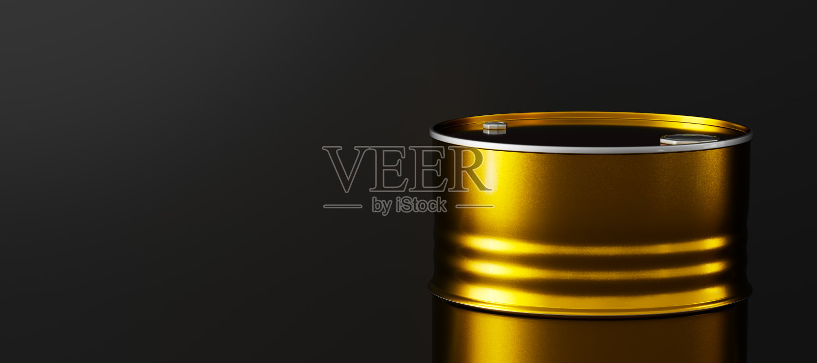 黑色背景下金属油桶顶部的特写。正面视图。石油行业概念。3D渲染插图。照片摄影图片