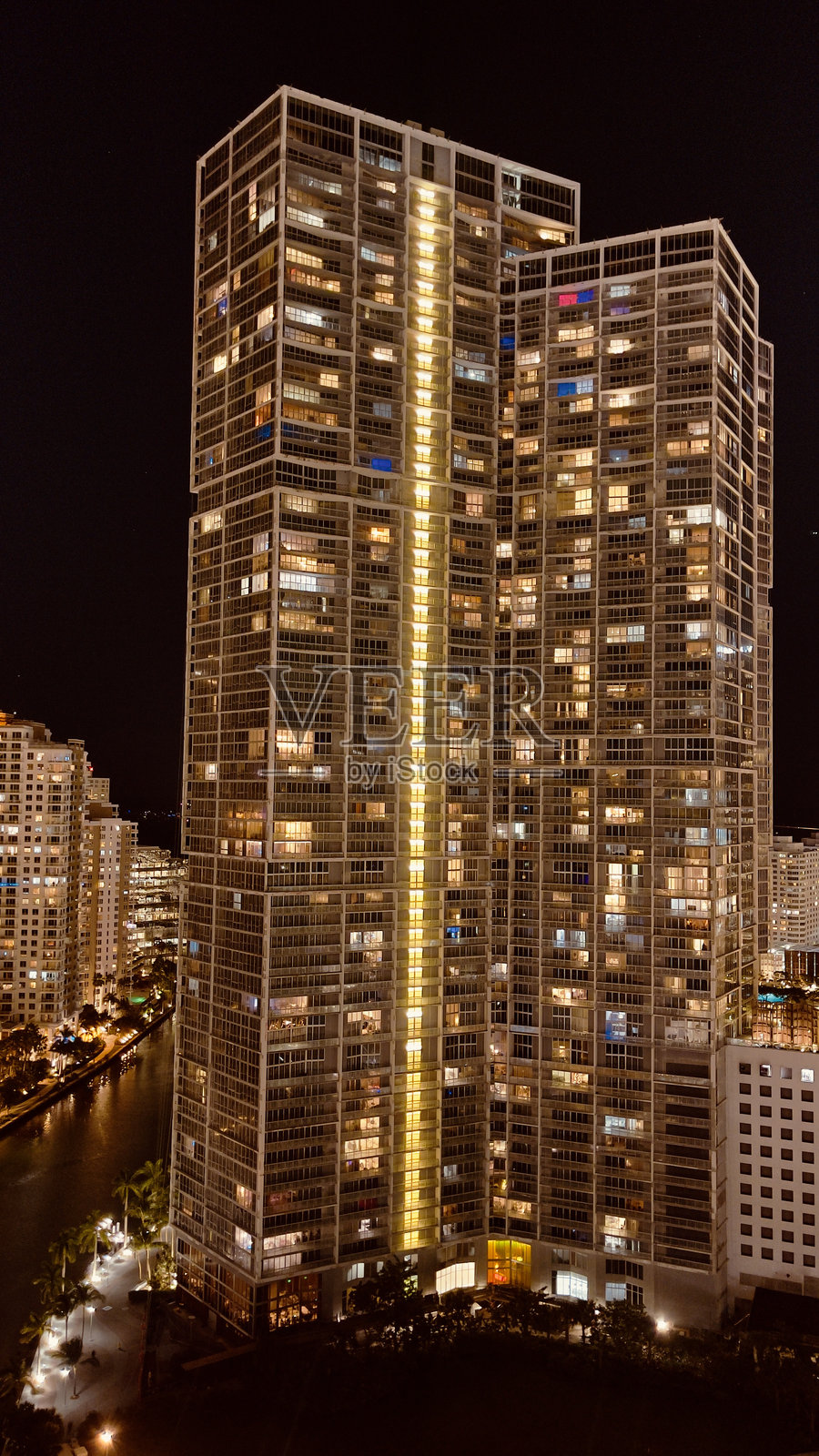 迈阿密布里克尔夜景照片摄影图片