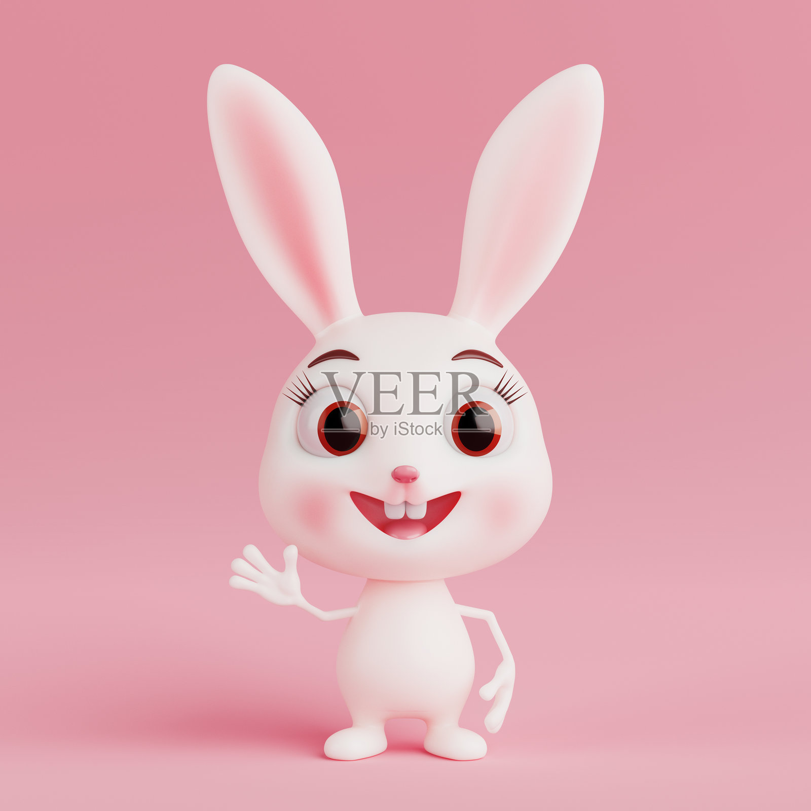 可爱的卡通兔子角色。3D渲染照片摄影图片