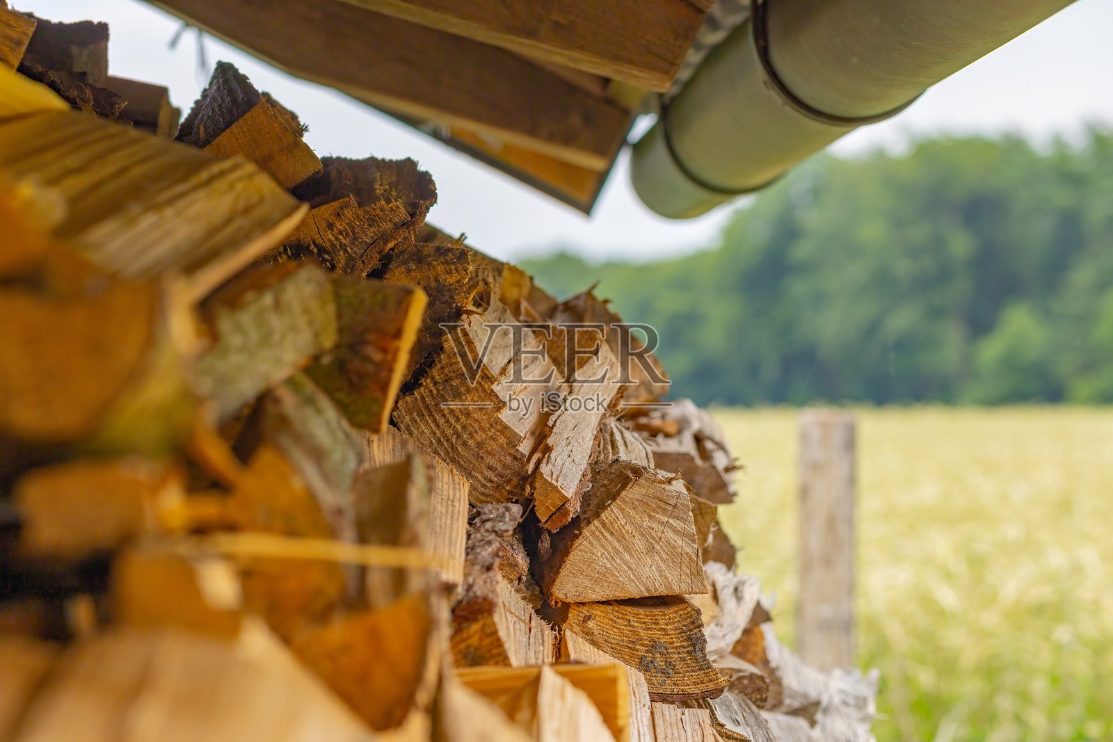 堆放的木柴特写照片摄影图片