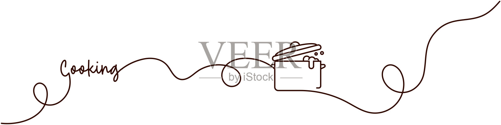 连续线条绘制的烹饪图标。手绘符号矢量插图。插画图片素材