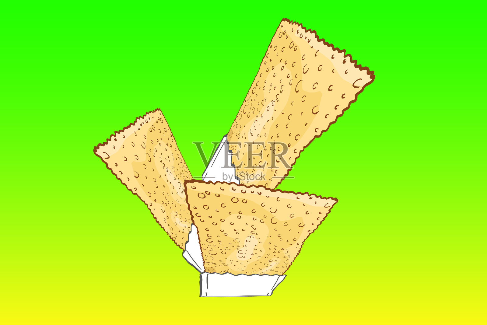 三种柔和色调的糕点在渐变背景上掉落插画图片素材