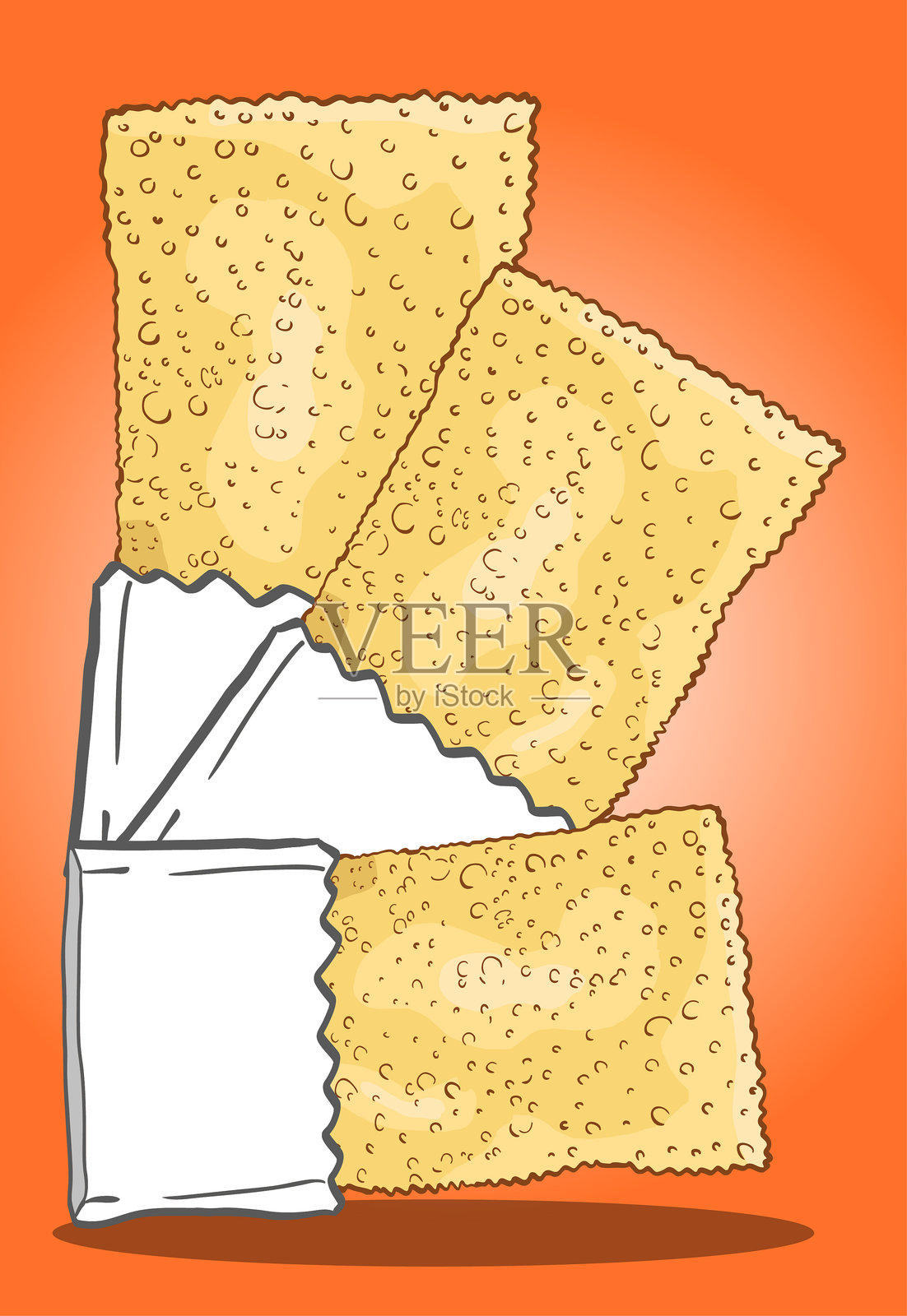 三种柔和色调的糕点在渐变背景上掉落插画图片素材