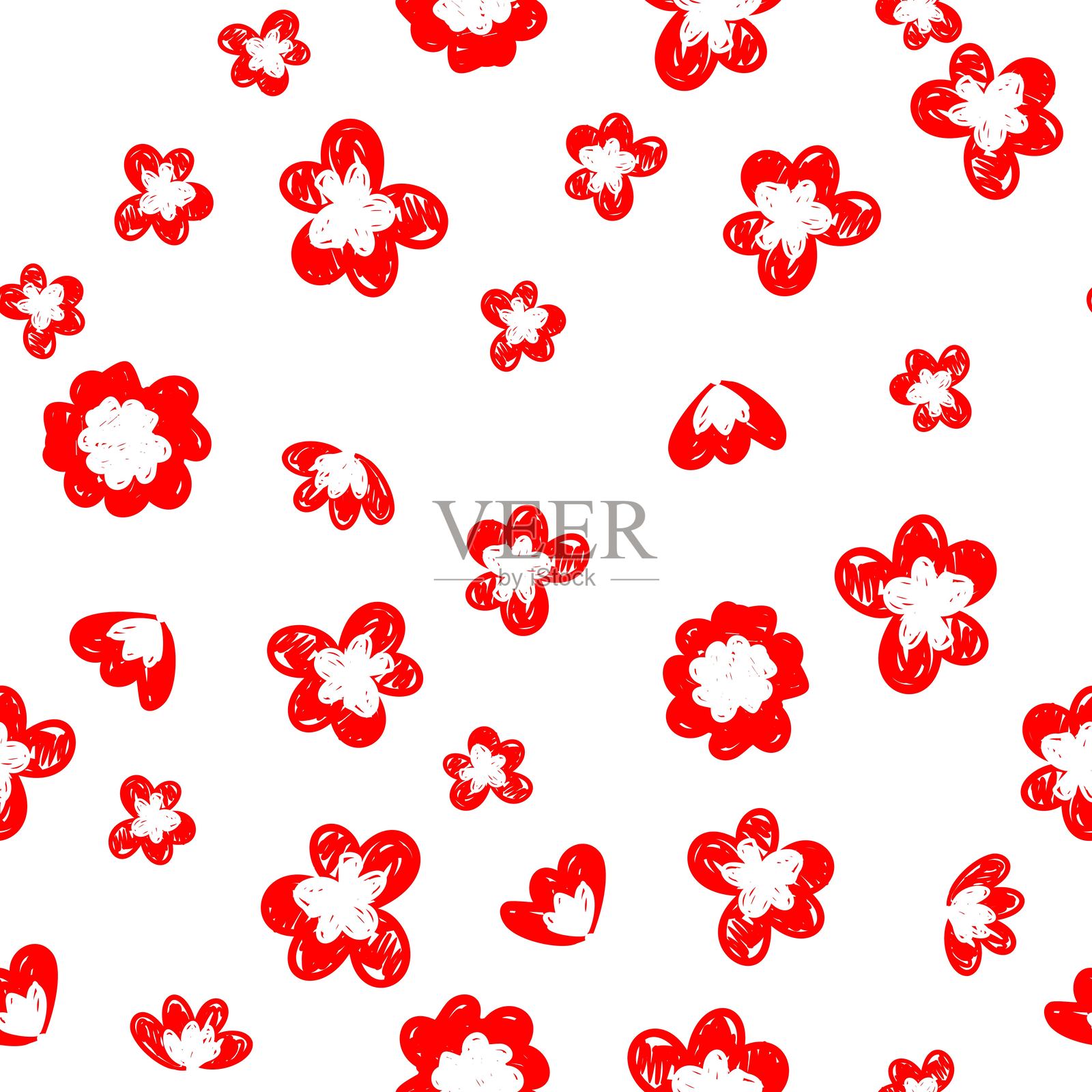 无缝手绘美丽花卉图案设计，适用于纺织和面料装饰的背景矢量插图插画图片素材