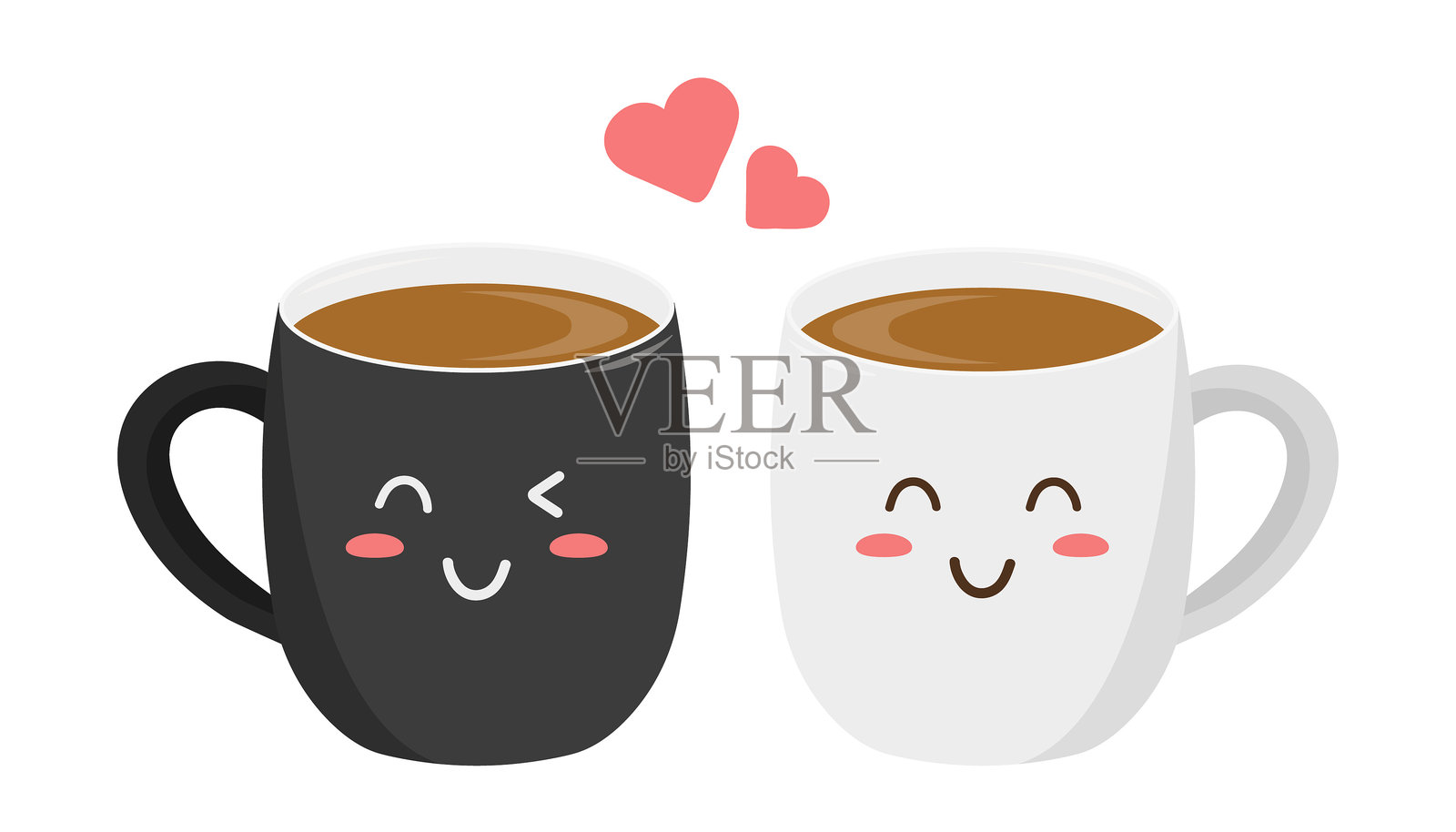 白色和黑色咖啡杯。插画图片素材