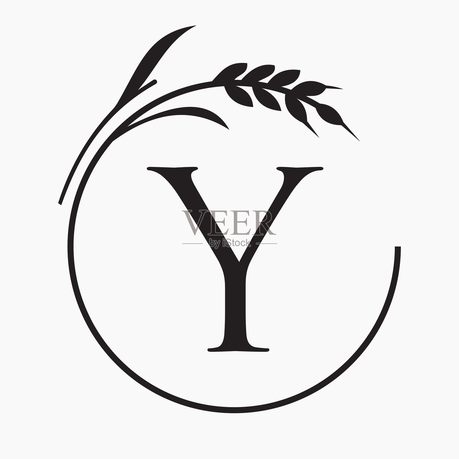 字母Y的单字母烘焙logo概念，带有谷物小麦符号的矢量模板插画图片素材