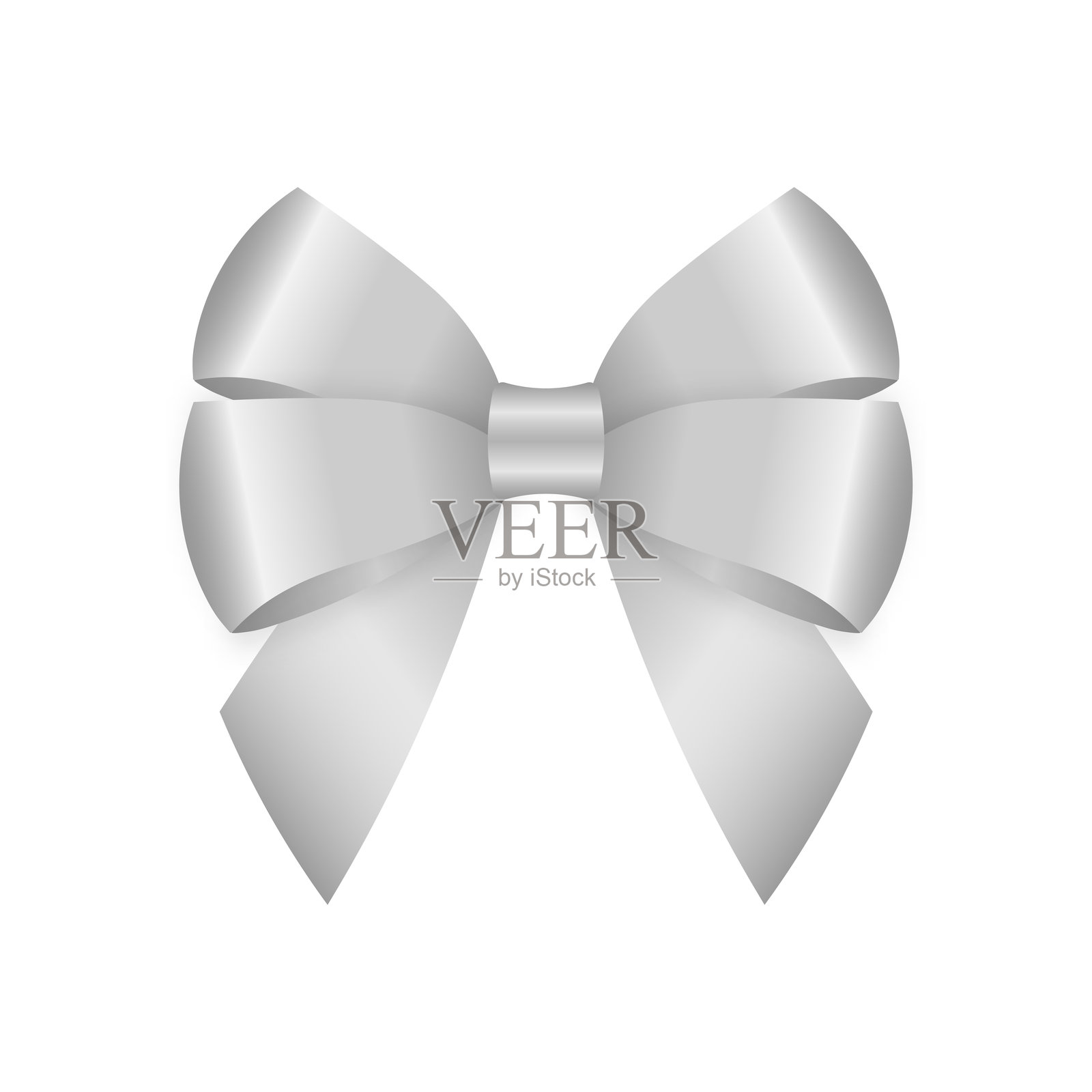 银色丝带蝴蝶结。插画图片素材