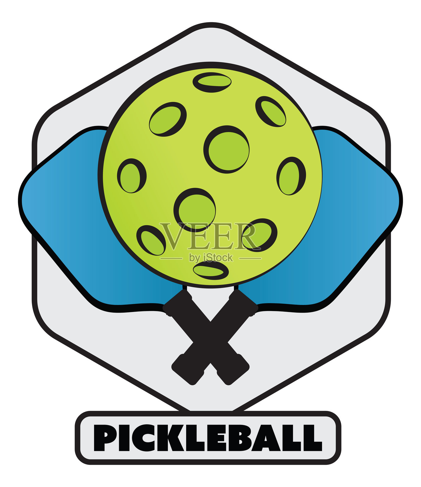 带交叉球拍的乒乓球标志插画图片素材