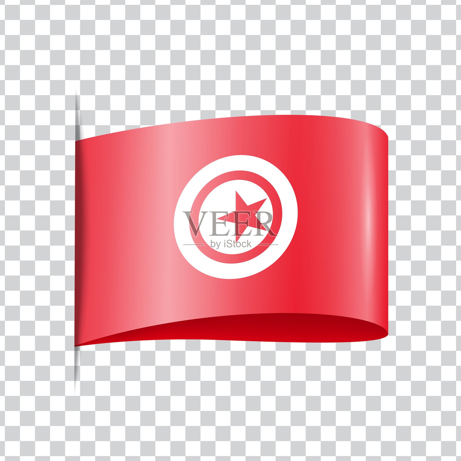 突尼斯国旗带阴影标签插画图片素材