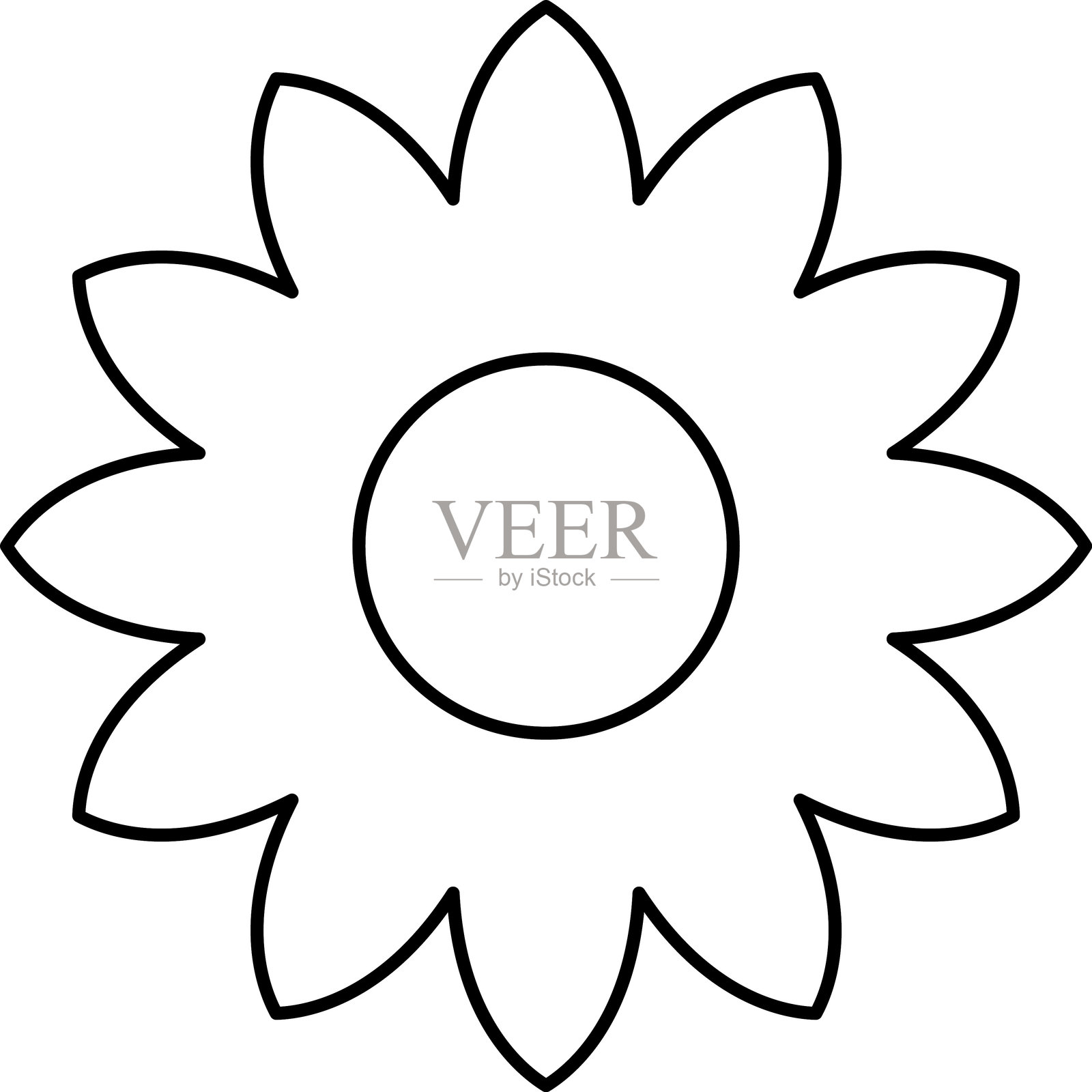 细线花朵图标集插画图片素材