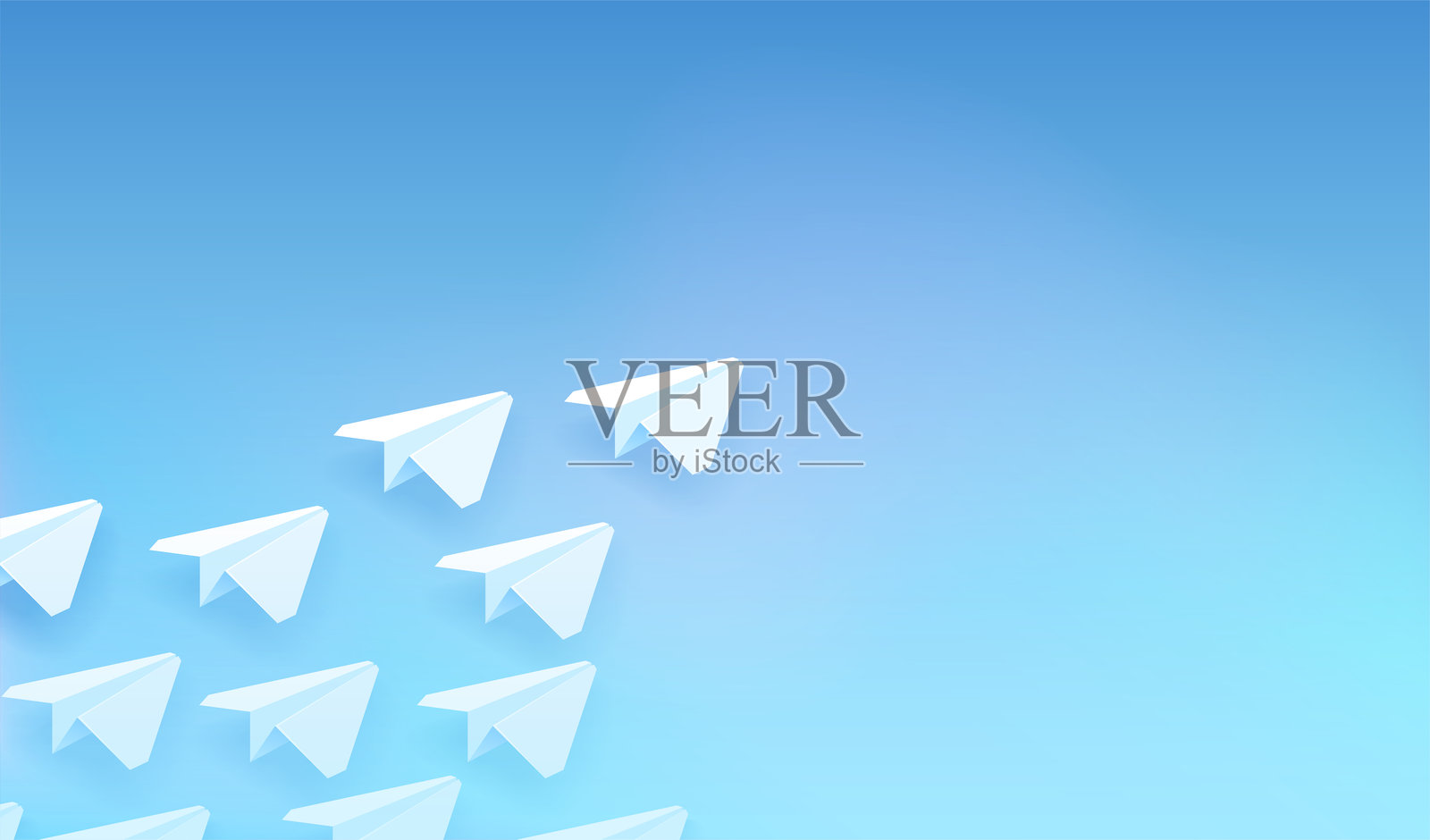 一组白色的飞纸飞机插画图片素材