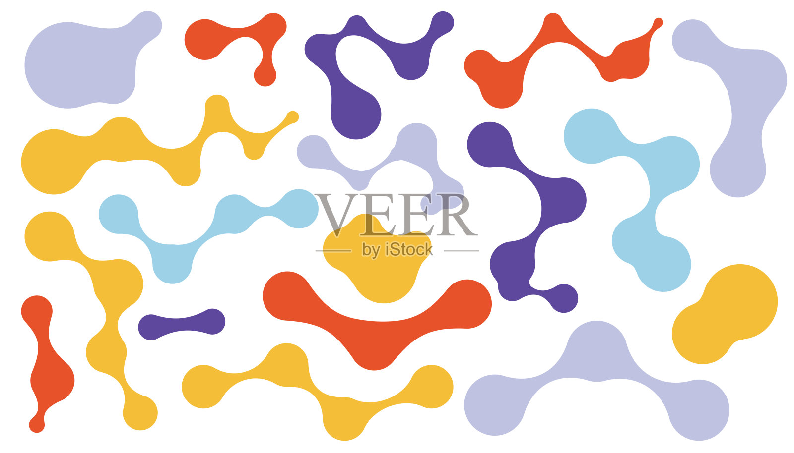 五彩缤纷的圆形形状集合。 有机污渍，设计元素，孤立在白色背景上。 海报或印刷品。插画图片素材