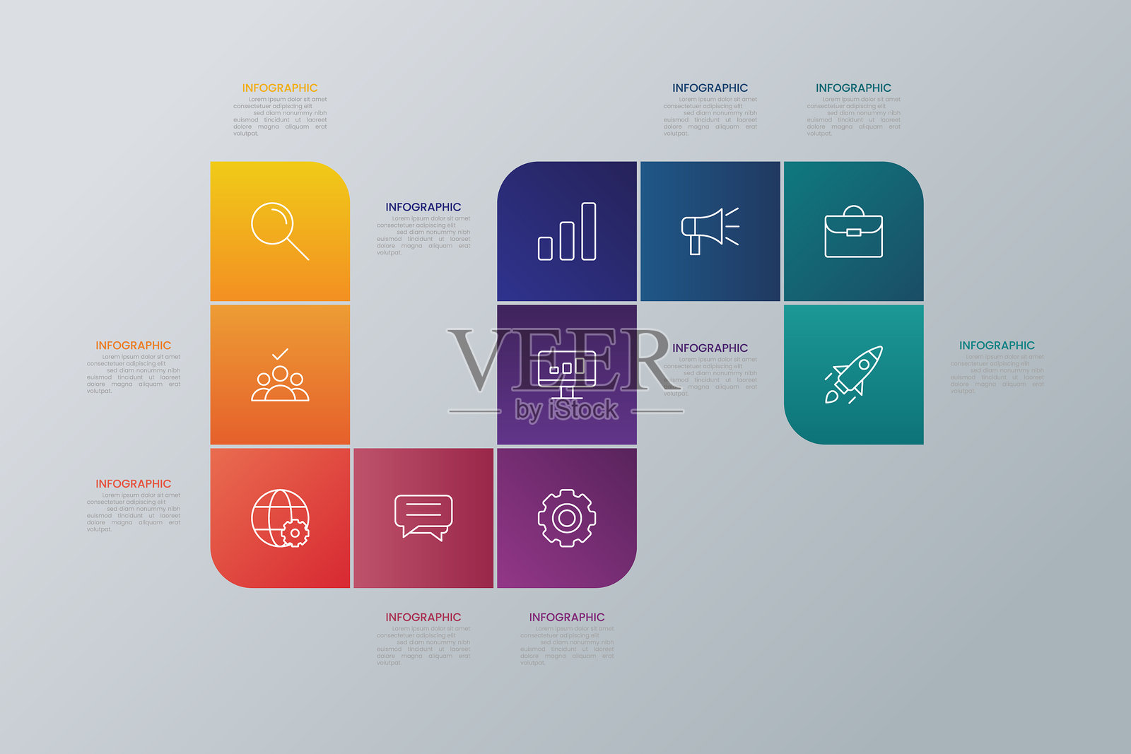 10步时间线信息图模板插画图片素材