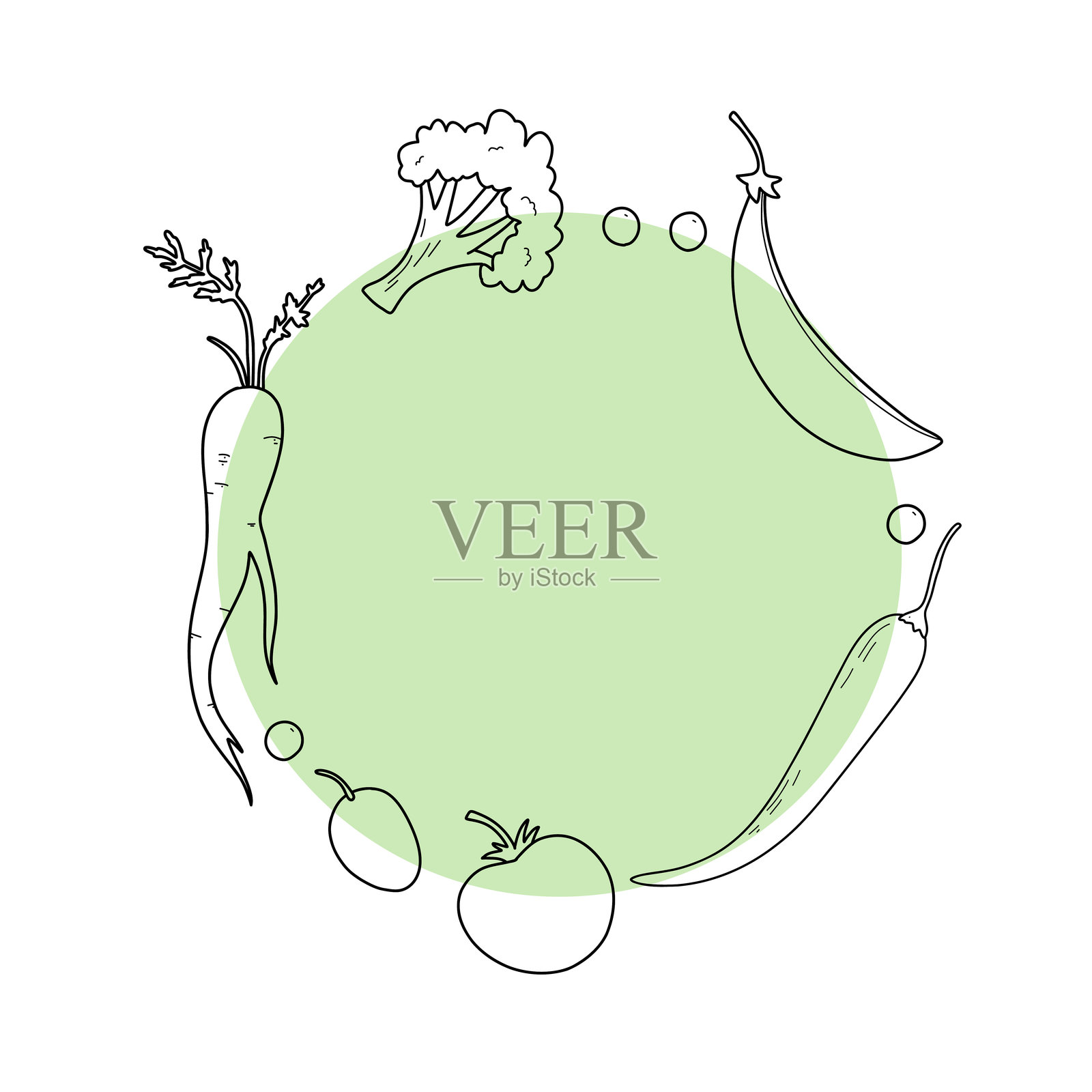 蔬菜俯视框架。农贸市场菜单设计。有机食品海报。复古手绘素描矢量插图。线性图形。插画图片素材