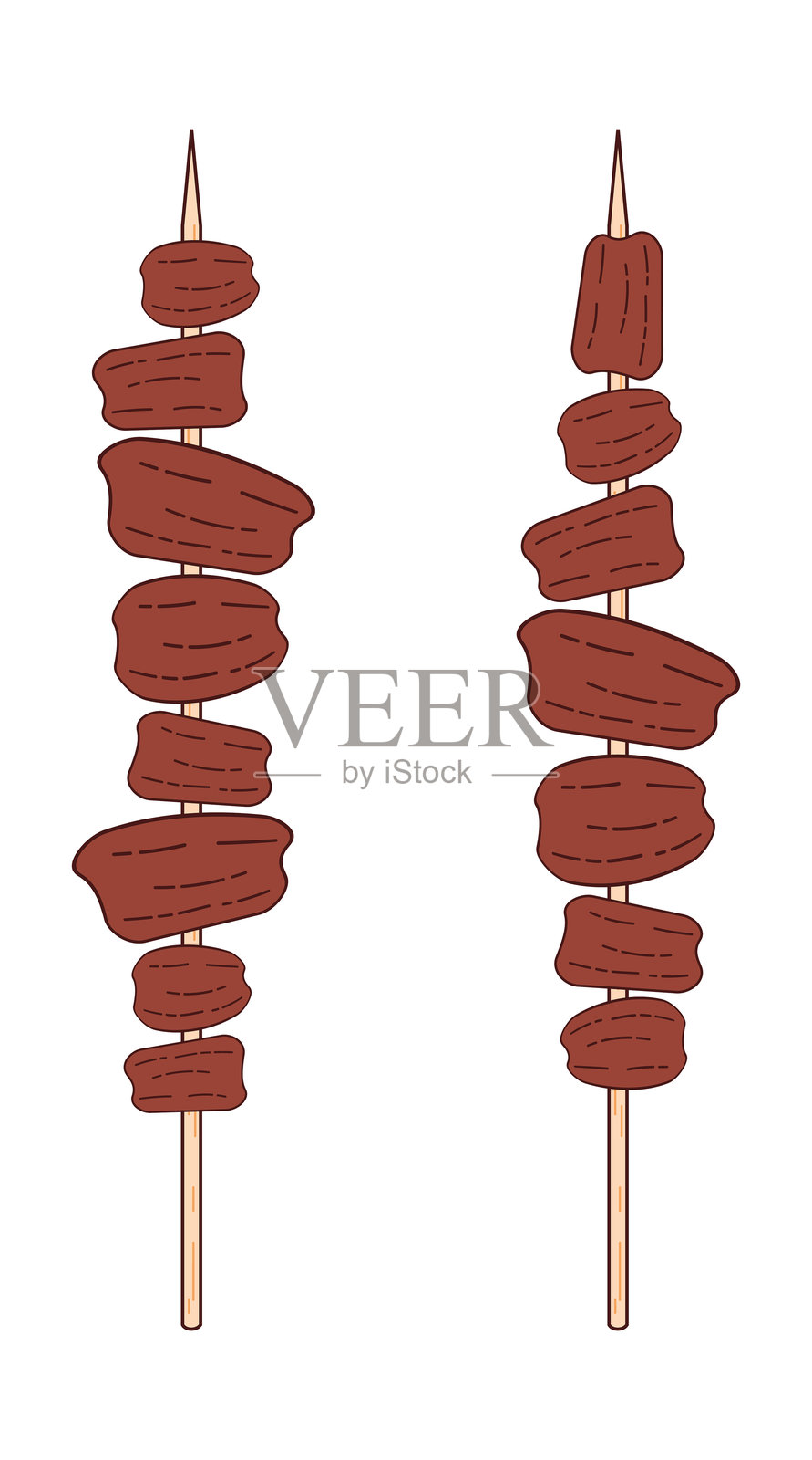 木棍上的烤肉插画图片素材