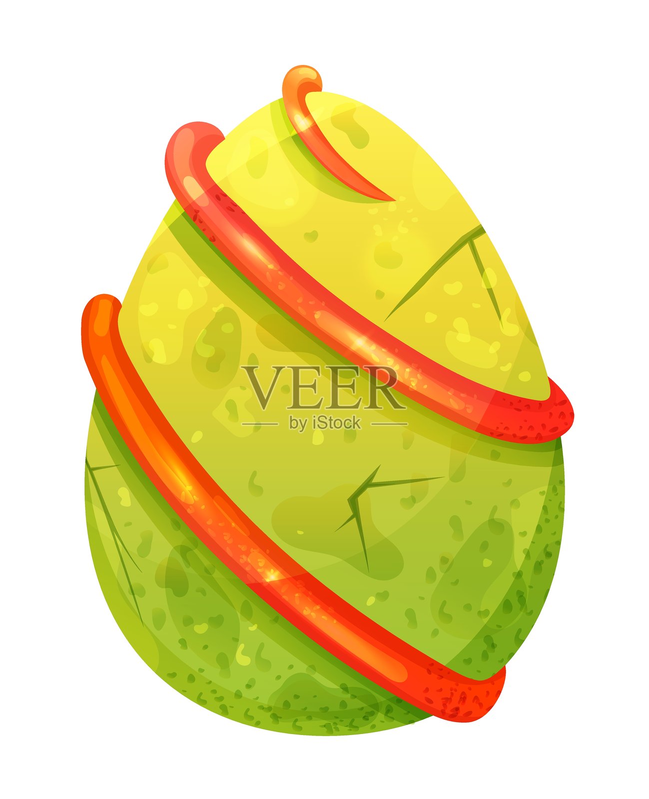 绿色纹理的魔法龙或恐龙蛋。透明背景上的矢量插图。插画图片素材